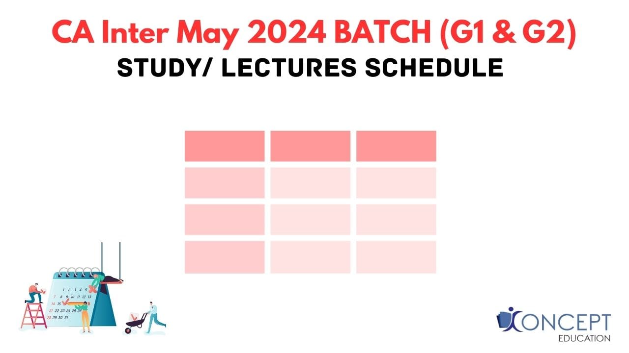 CA Intermediate Group 1 and Group 2 Lectures/ Study Schedule for May 2024